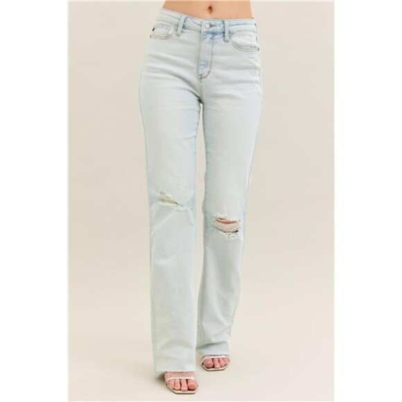 NWT Judy Blue Full Size Destroy & Fray Hem Bootcut Jeans Plus Size - Picture 1 of 7